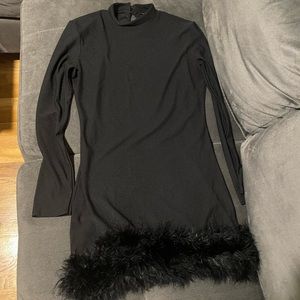 Black dress with cute fur trim